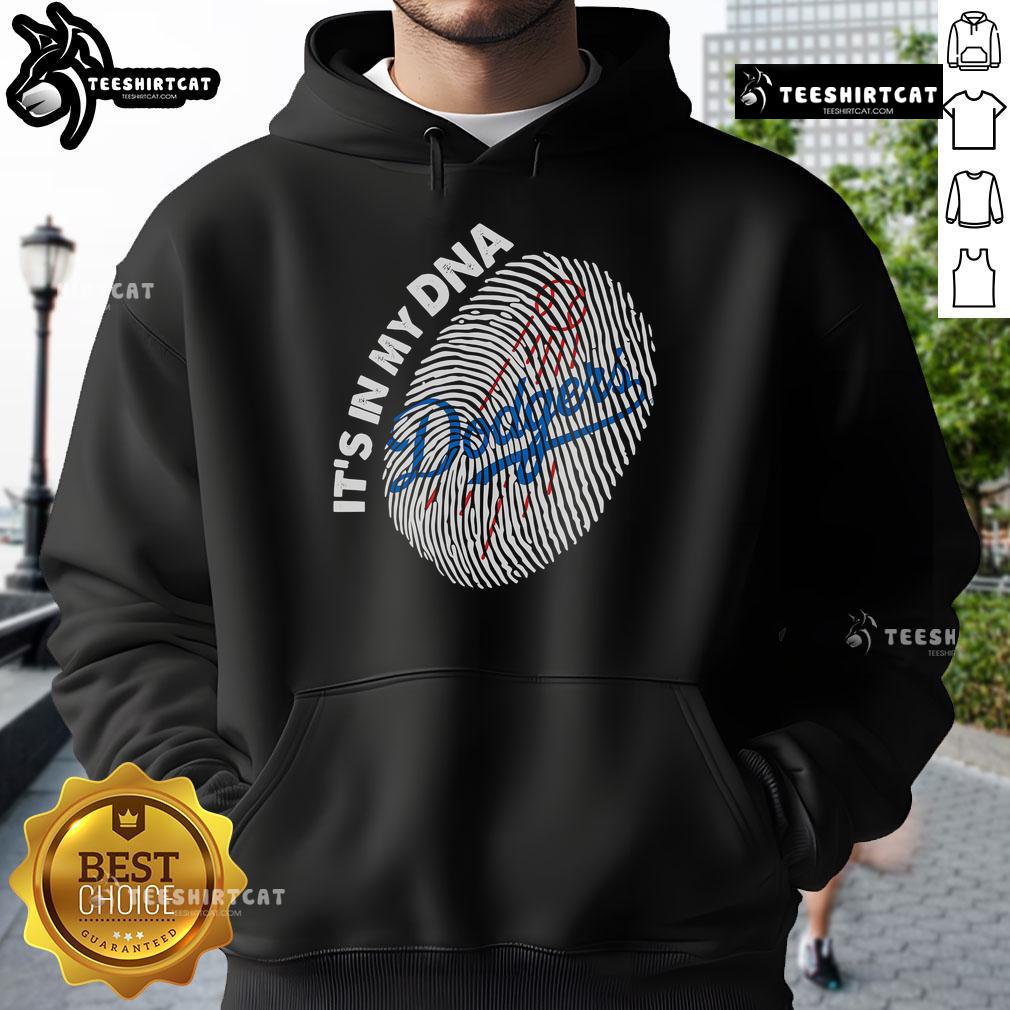 Los Angeles Dodgers hoodie featuring 'Official Finger Print - It's In My DNA' graphic design.
