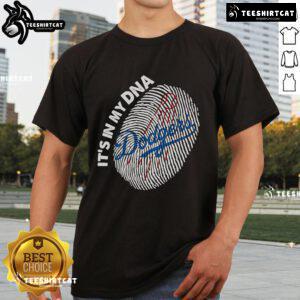 Official Finger Print It's In My DNA Los Angeles Dodgers T-Shirt showcasing team pride and unique design for fans.
