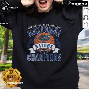 Official Florida Gators Fanatics 2025 NCAA Men's Basketball National Champions vintage sweatshirt in team colors.