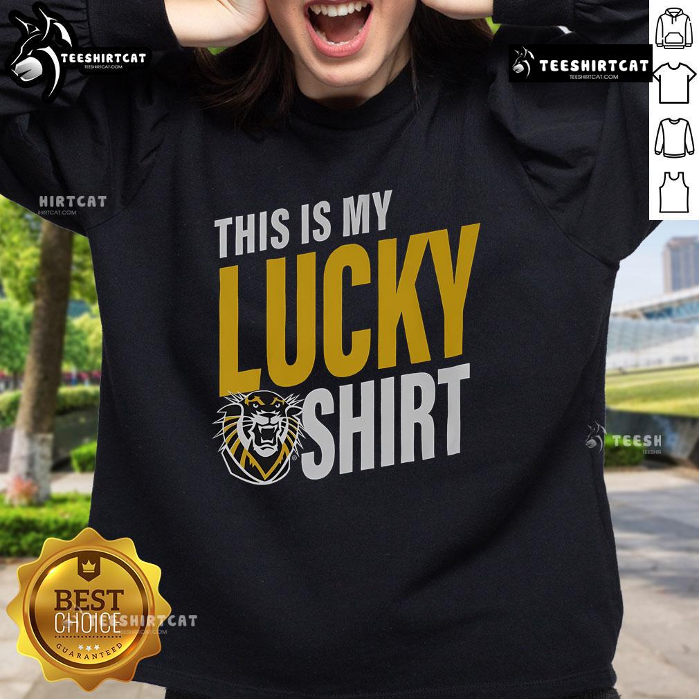 Official Fort Hays State Tigers sweatshirt design showcasing school pride and lucky charm for fans and students.