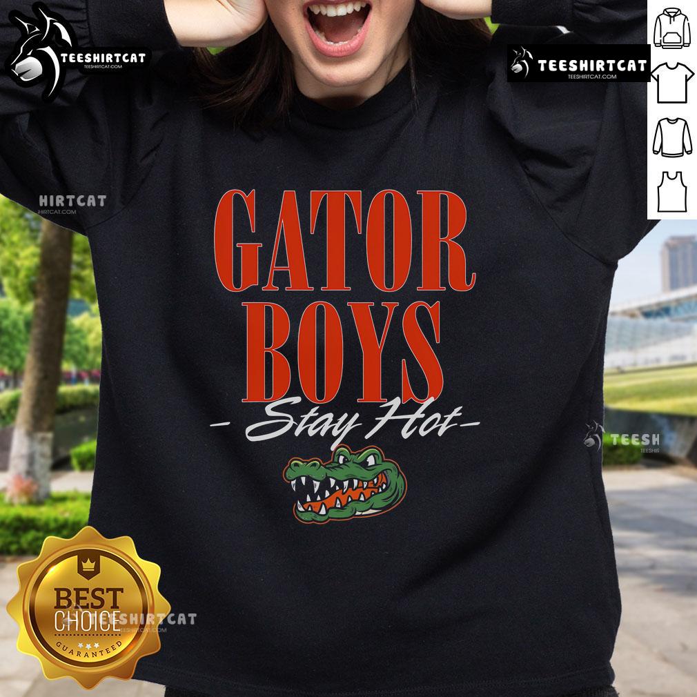 Official Gator Boys Stay Hot sweatshirt featuring a vibrant design, perfect for fans and outdoor enthusiasts.