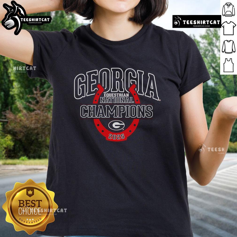 Official Georgia Bulldogs 2025 NCEA Equestrian National Champions Ladies Tee showcasing team pride and athletic spirit.