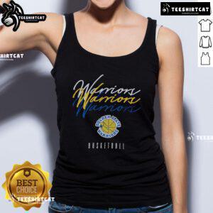 Official Golden State Warriors Hardwood Classics Triple Stack Tank Top featuring vibrant team colors and logo design.