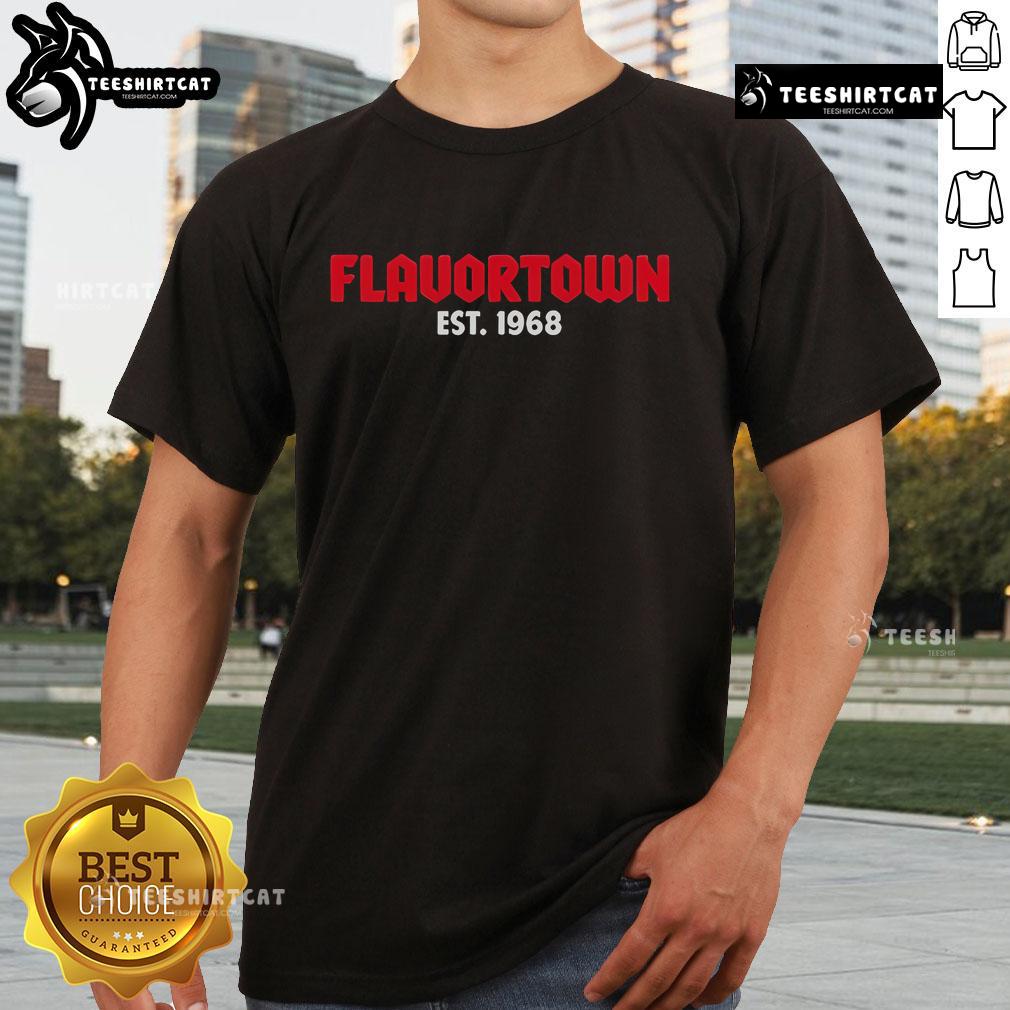 Alt Text: Official Guy Fieri Flavortown Est 1968 T-Shirt featuring bold graphics and vibrant colors, perfect for fans of Flavortown.