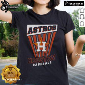 Official Houston Astros Baseball Starter Ladies Tee in navy blue, featuring the team logo and stylish design for fans.