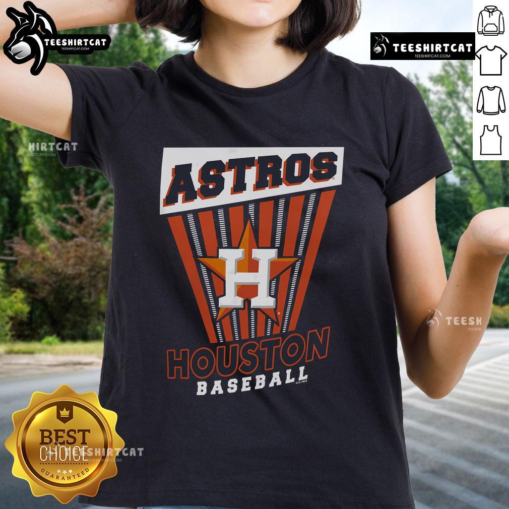 Official Houston Astros Baseball Starter Ladies Tee in navy blue, featuring the team logo and stylish design for fans.