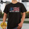 Alt Text: Official Jesus More Than A Conqueror America Flag T-Shirt featuring patriotic design and bold message for believers.