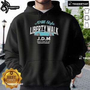 Alt Text: Official Liberty Walk JDM Arch 35 Hoodie in black, featuring a stylish design perfect for car enthusiasts.