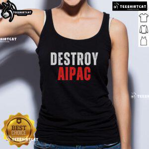 Official Lilly Gaddis Destroy AIPAC tank top featuring bold graphics and a stylish design for activism and fashion.
