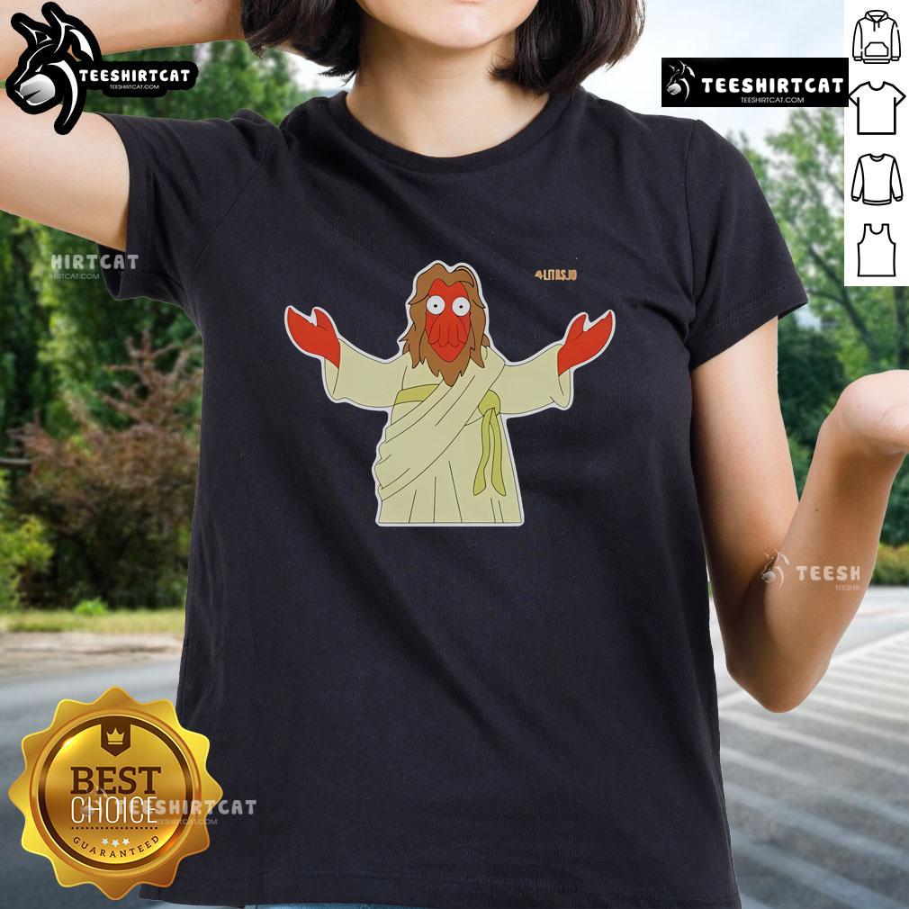 Official Litas.io Zoidberg Ladies Tee featuring a colorful design of Zoidberg from Futurama on a stylish women's shirt.