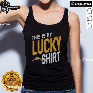 Alt Text: Official Los Angeles Chargers This Is My Lucky Tank Top featuring team colors and logo for fans and sports enthusiasts.