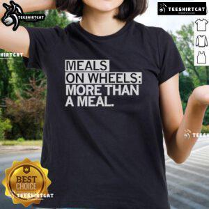 Official Meals On Wheels More Than A Meal ladies tee showcasing a vibrant design, promoting community support and nutrition.