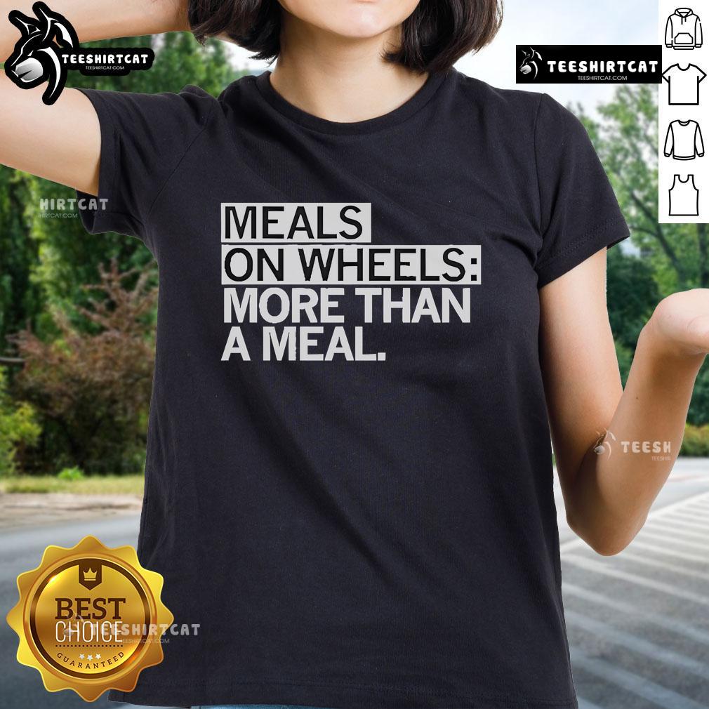 Official Meals On Wheels More Than A Meal ladies tee showcasing a vibrant design, promoting community support and nutrition.