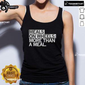 Official Meals On Wheels 'More Than A Meal' tank top featuring a stylish design promoting community support and nutrition.