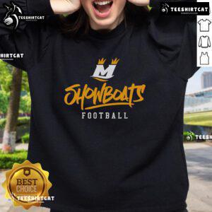 Stylized text sweatshirt featuring the official Memphis Showboats logo, perfect for fans and casual wear.