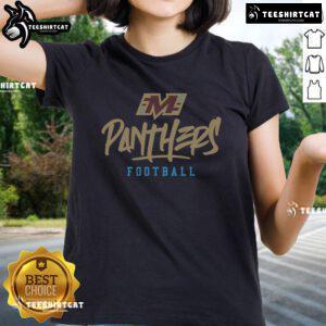 Alt Text: Official Michigan Panthers stylized text ladies tee showcasing vibrant team colors and logo design.