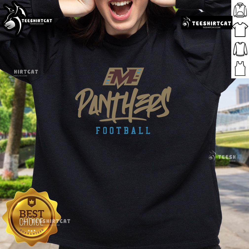 Stylized text sweatshirt featuring the official Michigan Panthers logo, perfect for fans and sports enthusiasts.