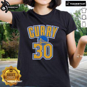 Official NBA Steph Curry 30 Ladies Tee featuring vibrant graphics and a stylish fit for female basketball fans.