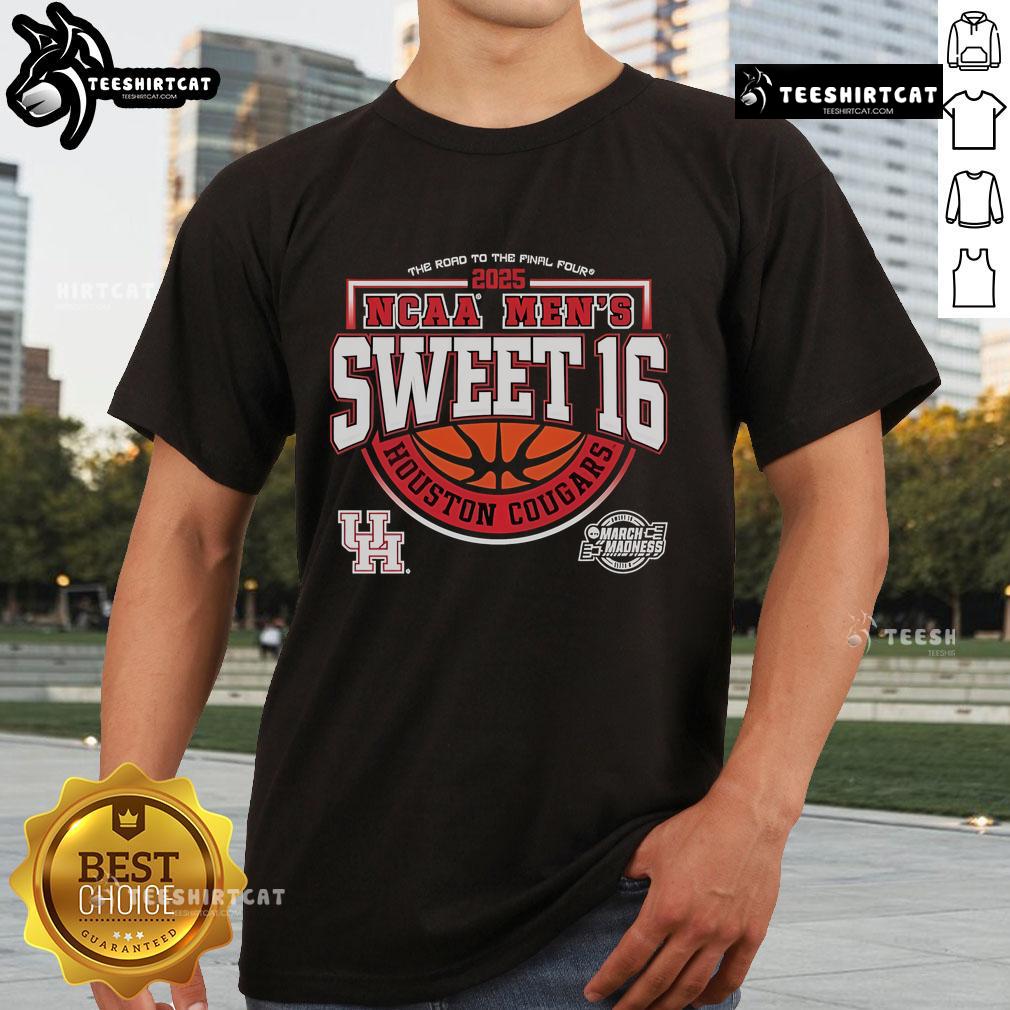 Alt Text: Official NCAA Houston Cougars Men's Sweet 16 T-Shirt celebrating the team's journey to the Final Four 2025.