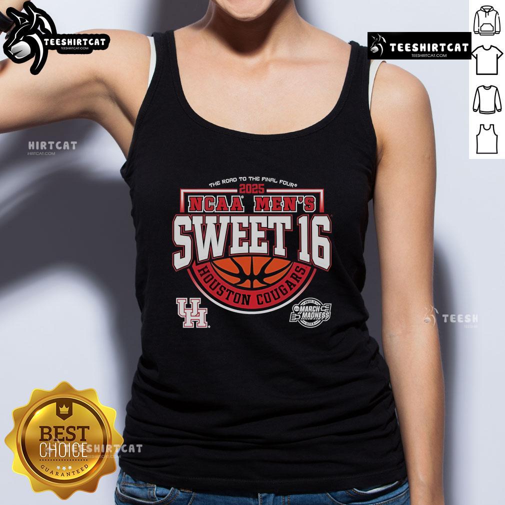Alt Text: Official NCAA Houston Cougars Men's Sweet 16 tank top for 2025, showcasing team pride on the road to the Final Four.