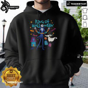 Official Nightmare Before Christmas hoodie featuring Jack Skellington and Zero, perfect for Halloween celebrations.