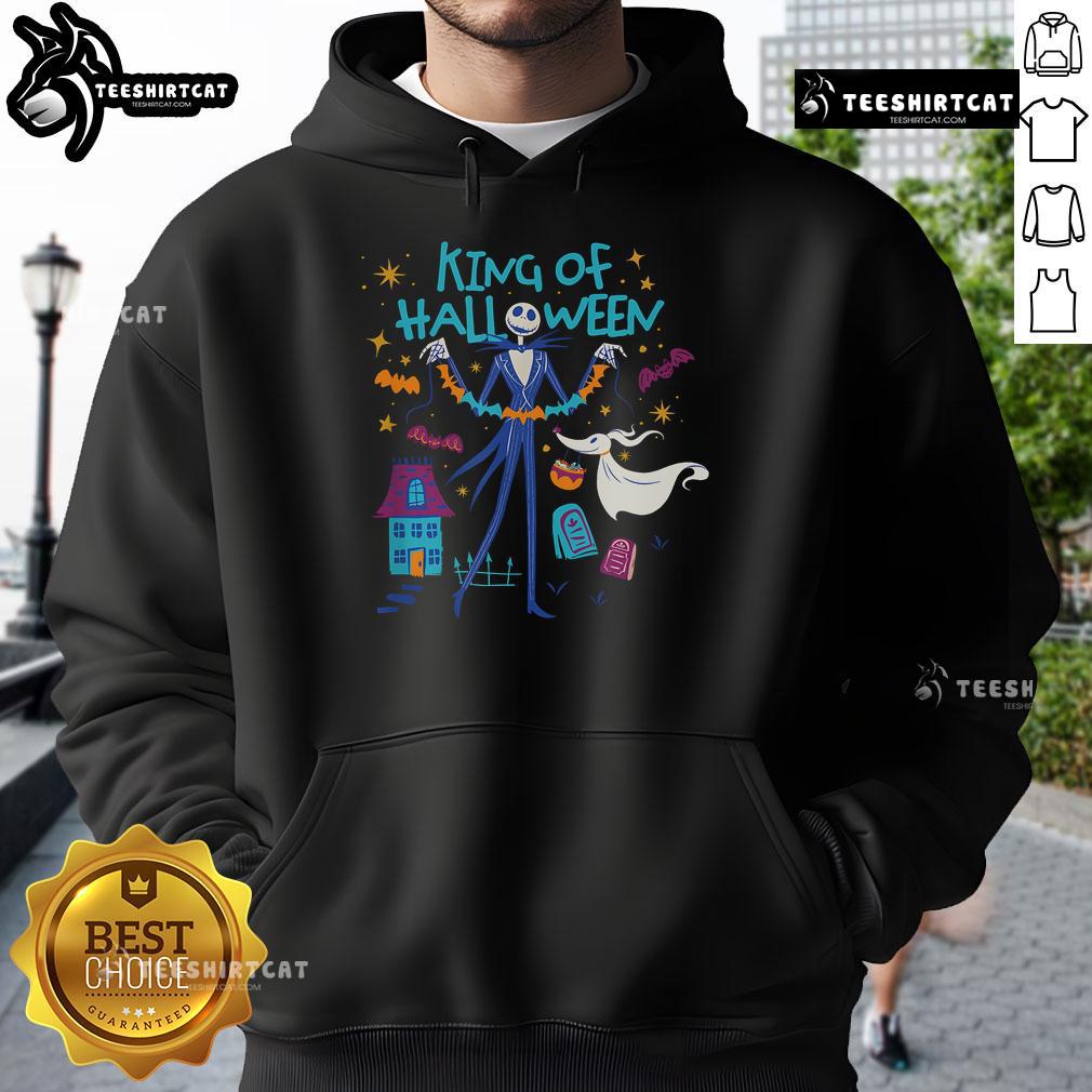 Official Nightmare Before Christmas hoodie featuring Jack Skellington and Zero, perfect for Halloween celebrations.