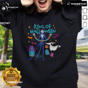 Official Nightmare Before Christmas sweatshirt featuring Jack Skellington and Zero, perfect for Halloween celebrations.