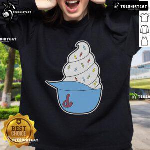 Official Philadelphia Phillies ice cream helmet sweatshirt featuring team colors and logo, perfect for fans.
