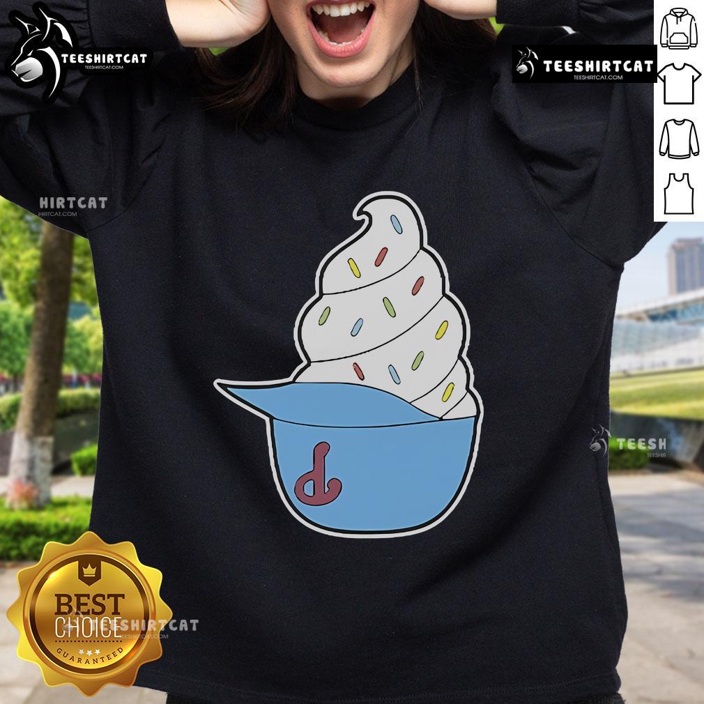 Official Philadelphia Phillies ice cream helmet sweatshirt featuring team colors and logo, perfect for fans.