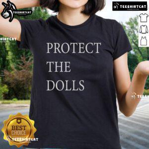 Official Protect The Dolls Ladies Tee featuring stylish design for fans, perfect for casual wear and doll enthusiasts.