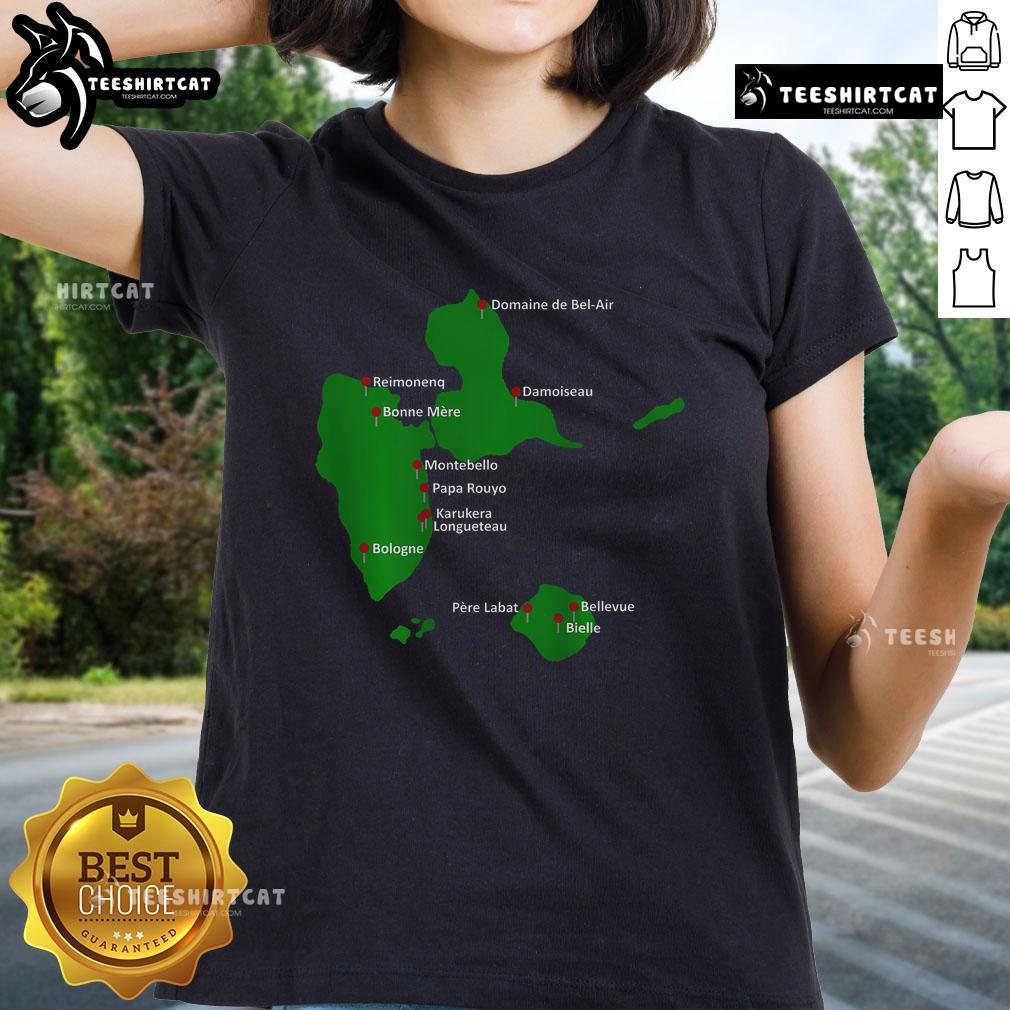 Official Rum Traveler Guadeloupe 2025 Ladies Tee featuring vibrant design and comfortable fit for rum enthusiasts.