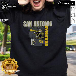 Official San Antonio Brahmas helmet frame sweatshirt showcasing team pride and style in a comfortable design.