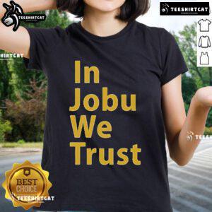 St. Louis Blues ladies tee featuring 'In Jobu We Trust' design, perfect for fans of the NHL team.