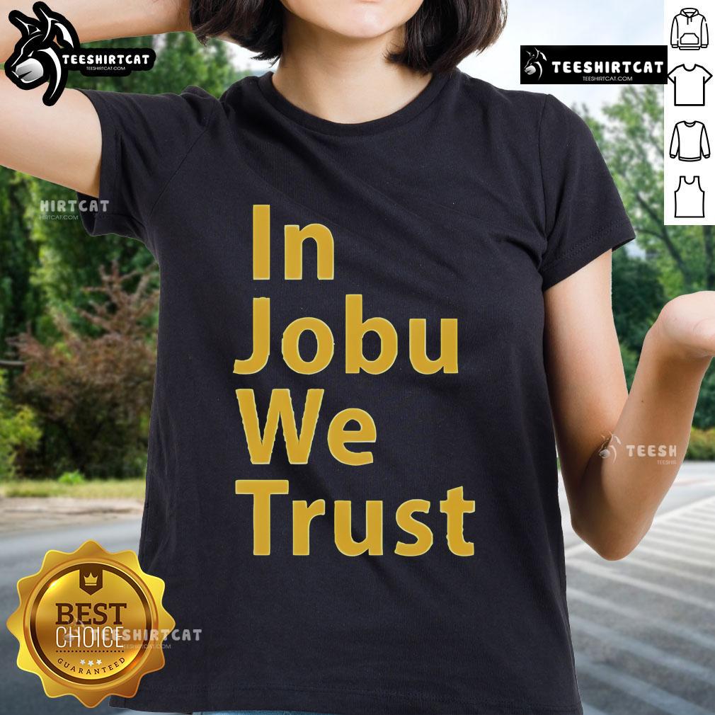 St. Louis Blues ladies tee featuring 'In Jobu We Trust' design, perfect for fans of the NHL team.