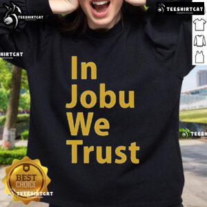 Official St. Louis Blues 'In Jobu We Trust' sweatshirt featuring team colors and logo, perfect for fans.