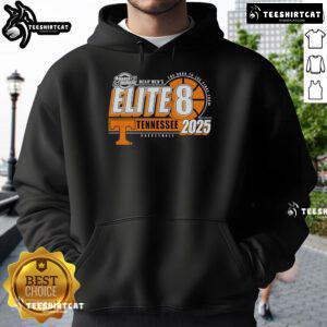 Official Tennessee Volunteers Elite 8 2025 Men's Basketball Hoodie in vibrant orange with team logo and stylish design.