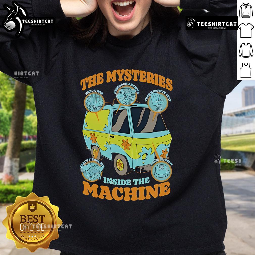 Official Scooby-Doo sweatshirt featuring 'The Mysteries Inside The Machine' design, perfect for fans and cozy wear.