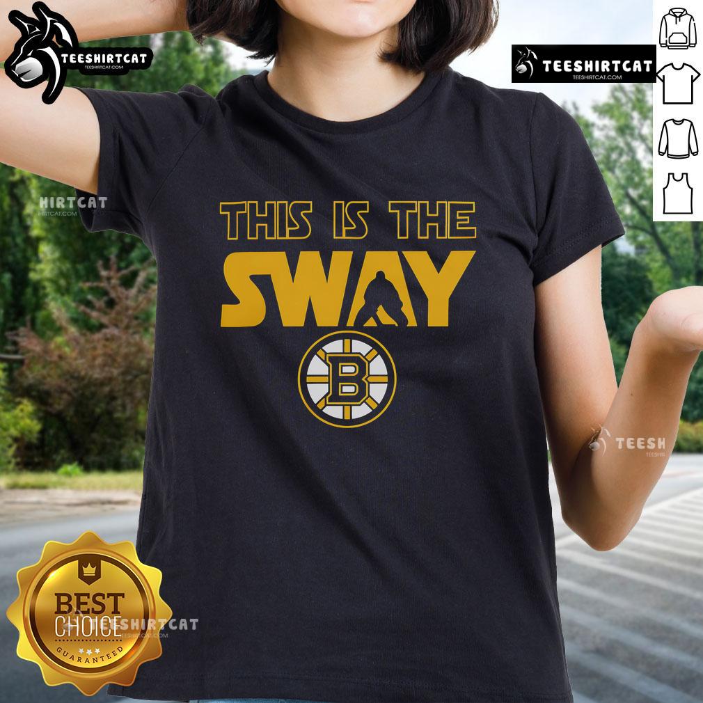 Alt Text: Official Boston Bruins logo on a stylish ladies tee, perfect for fans showcasing team spirit.