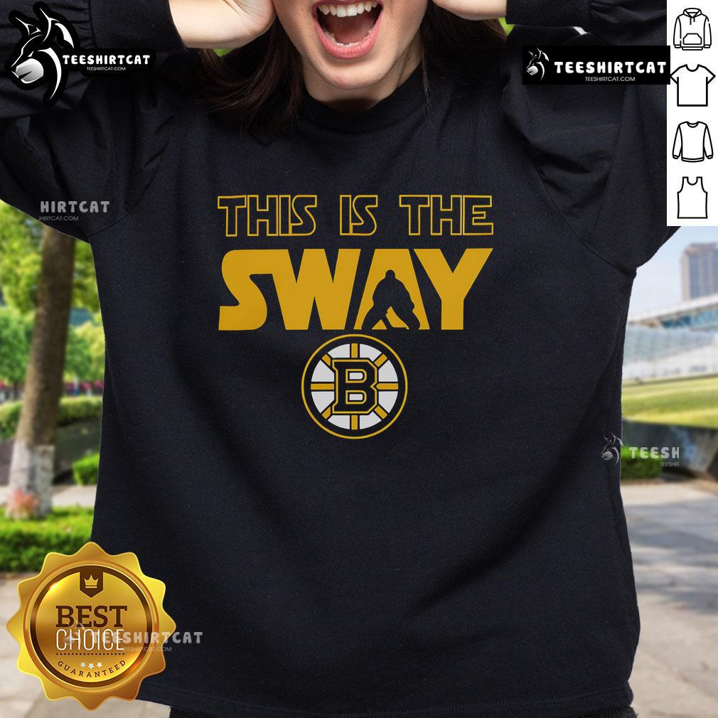 Alt Text: Official This Is The Sway Boston Bruins Logo Sweatshirt featuring a bold team logo on a stylish design.