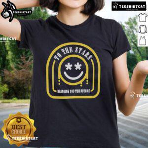 Official To The Stars Smiley Ladies Tee featuring a vibrant smiley design, perfect for a stylish and fun look.