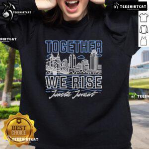 Alt Text: Official Together We Rise Juncta Juvant Ohio River Flood 2025 Disaster Relief Sweatshirt, supporting flood recovery efforts.