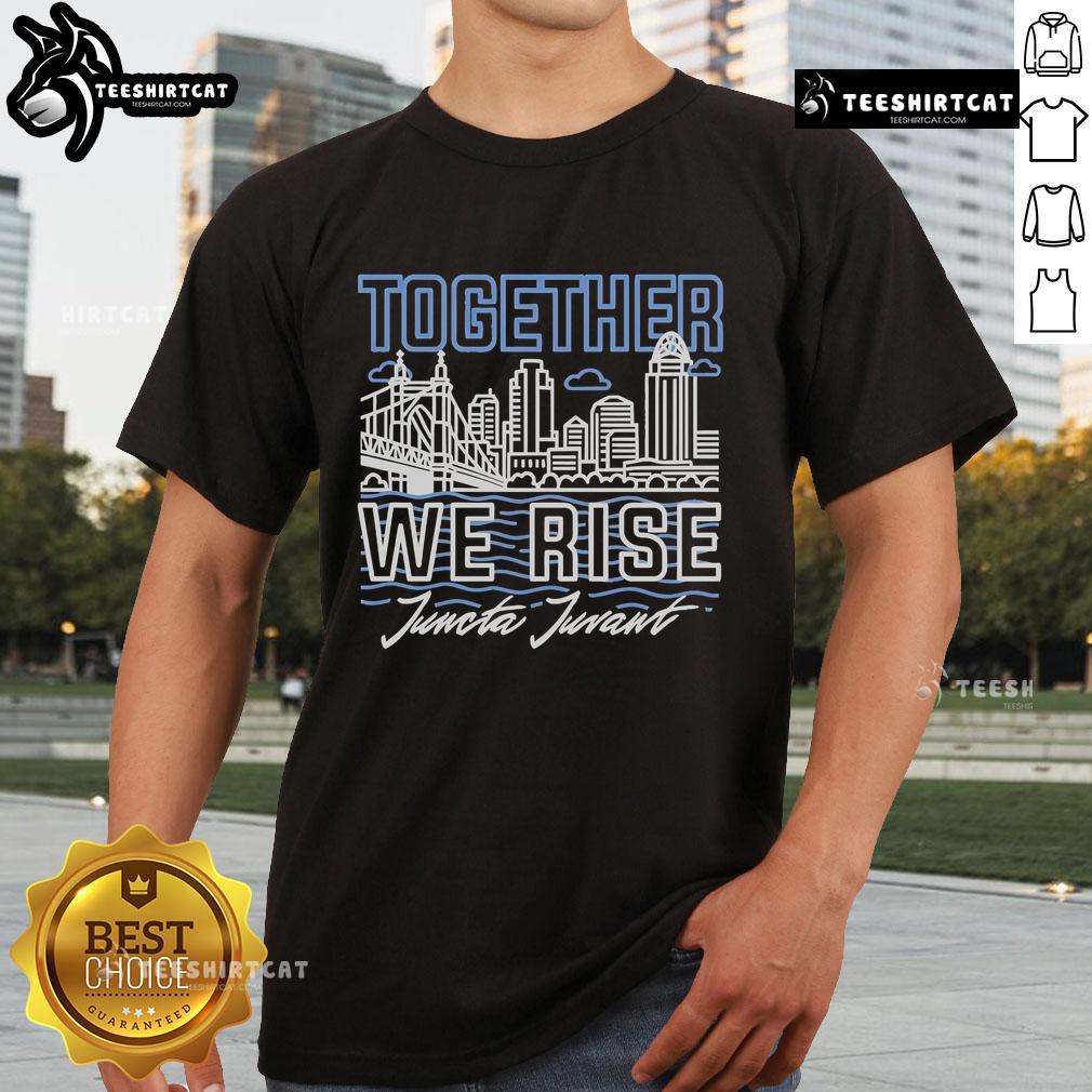 Alt Text: Official Together We Rise Juncta Juvant Ohio River Flood 2025 Disaster Relief T-Shirt featuring bold graphic design.