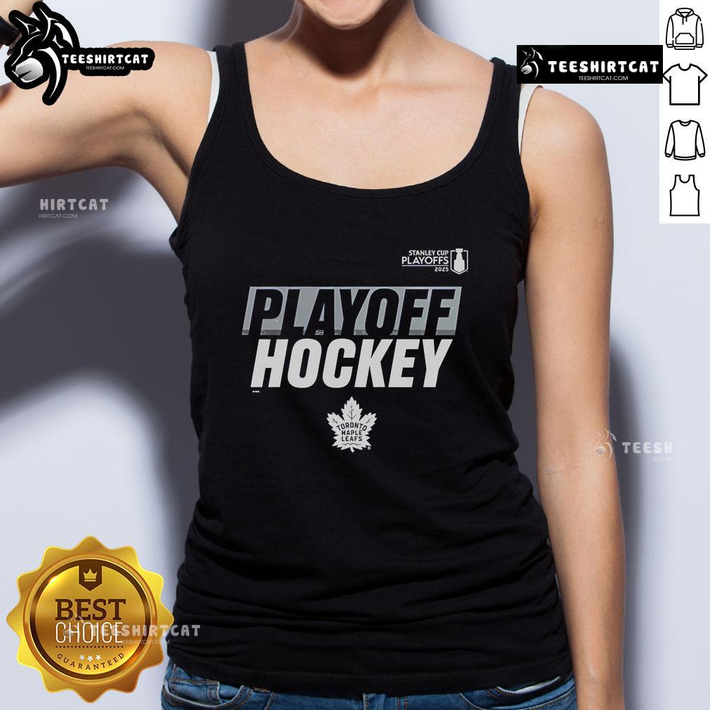 Alt Text: Official Toronto Maple Leafs Stanley Cup Playoffs 2025 tank top featuring team logo and vibrant colors.
