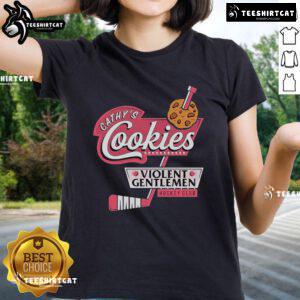 Official Violent Gentlemen Cathy's Cookies Hockey Club Ladies Tee in black, featuring a stylish logo and comfortable fit.