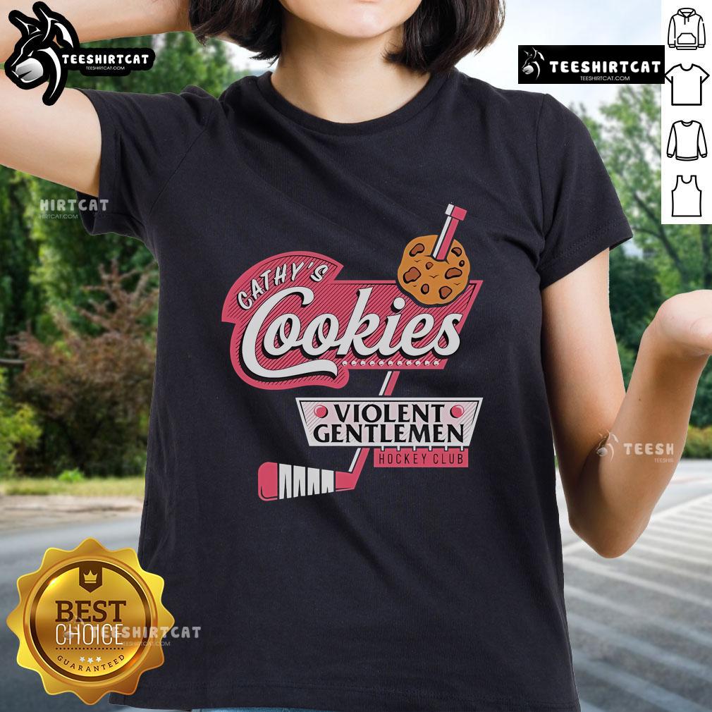 Official Violent Gentlemen Cathy's Cookies Hockey Club Ladies Tee in black, featuring a stylish logo and comfortable fit.