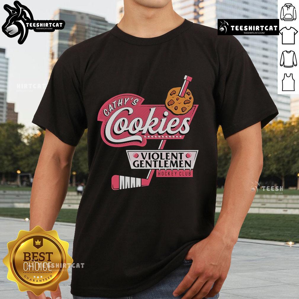 Official Violent Gentlemen Cathy's Cookies Hockey Club T-Shirt featuring a stylish design for hockey fans and players.