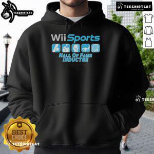 Official Wii Sports Hall of Fame Inductee Hoodie featuring vibrant graphics and a comfortable design for gaming fans.
