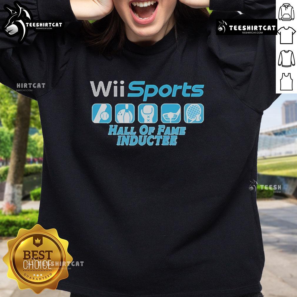 Official Wii Sports Hall of Fame Inductee Sweatshirt showcasing vibrant design and logo for gaming enthusiasts.