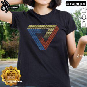 Premium Cube Triangle Optical Illusion Ladies Tee featuring a vibrant geometric design, perfect for stylish casual wear.