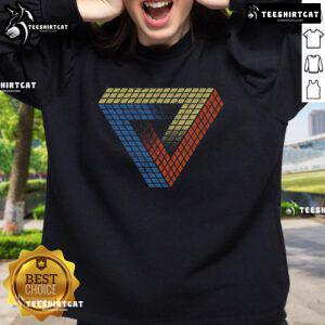Premium Cube Triangle Optical Illusion Sweatshirt featuring a unique geometric design in vibrant colors.